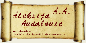 Aleksija Avdalović vizit kartica